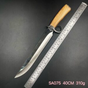 Faca Cabo De Madeira Apoio De Dedo Bainha Nylon Aço Inox SA075