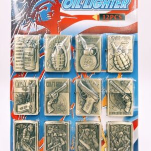 Kit Isqueiro Etiloso e Clássico Granada E Gun 6201-6157-6195 12Pcs