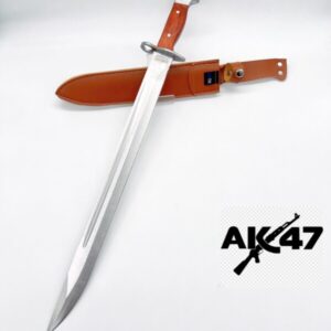 Faca Fulltang Tática Ak47 Baioneta Russa 50 Cm Bainha Couro K28
