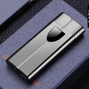 Isqueiro De Arco Agiratório De Plasma De Toque Carregando Usb Led Display De Energia à Prova De Vento Q-2358-Preto