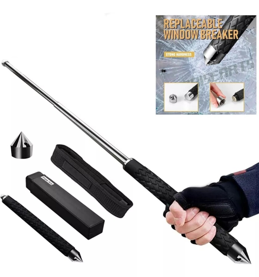 Bastao Retratil Cassetete Asp Maior Seguranca+ Coldre YRG-4-Prata