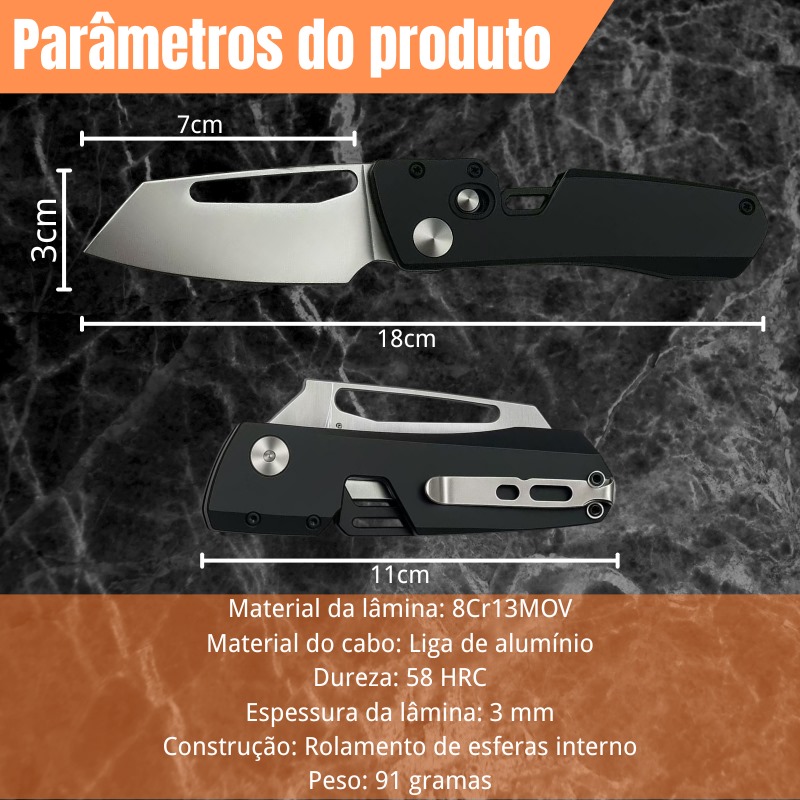 Canivete Tático Dobrável 8Cr13Mov – Compacto, Resistente e de Abertura Rápida - Imagem 4
