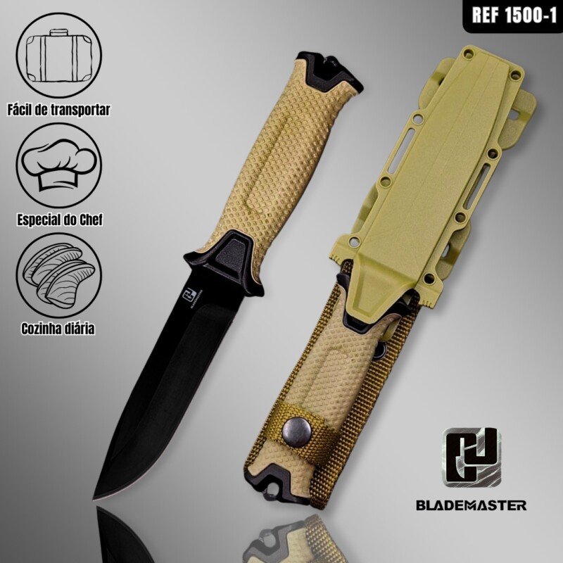 Faca Tática Profissional 420HC - 60 HRC + Bainha Militar 1500-1