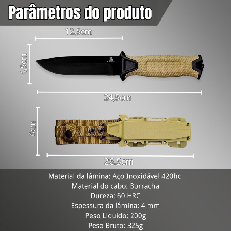 Faca Tática Profissional 420HC - 60 HRC + Bainha Militar 1500-1 - Imagem 7