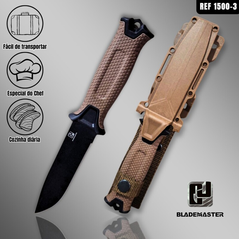 Faca Tática Profissional 420 HC - 60 HRC + Bainha Militar 1500-3