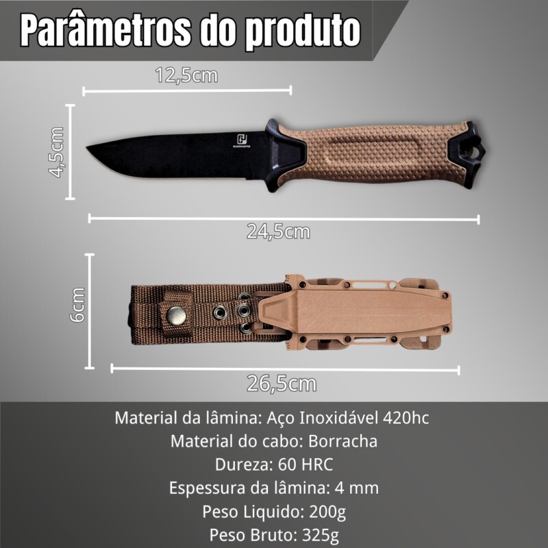 Faca Tática Profissional 420 HC - 60 HRC + Bainha Militar 1500-3 - Imagem 7