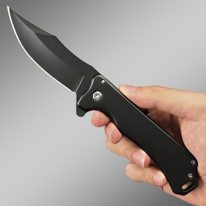 Canivete Dobrável Black CJBladeMaster 999A — Lâmina Aço Inox 3mm Curva | Cabo Aço Black - Imagem 2