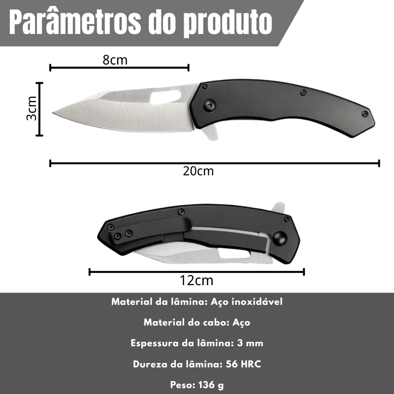 Canivete Tático Dobrável Premium - Aço Inox 56 HRC 999B - Imagem 4