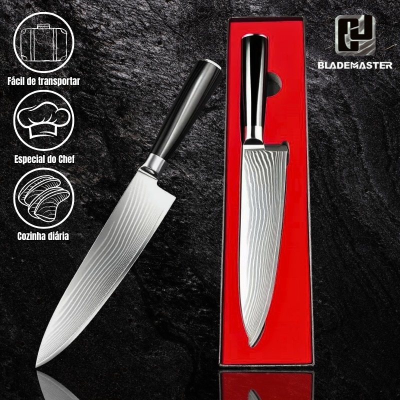 Faca de Chef Damasco Premium CJ-172 | Núcleo DV10 Sueco