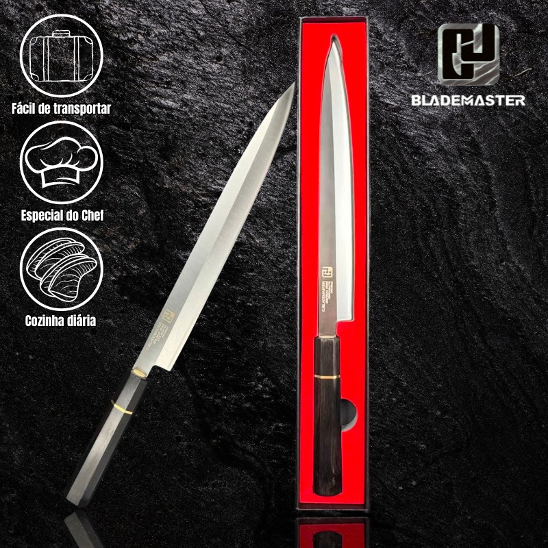 Faca Sashimi Premium 28cm - Aço 9Cr14MoV (440C) - Dupla Embalagem Colecionador CJ-178