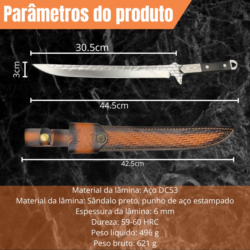 Faca Tática - Aço DC53 Japonês + Sândalo Preto CJ-195 - Imagem 6