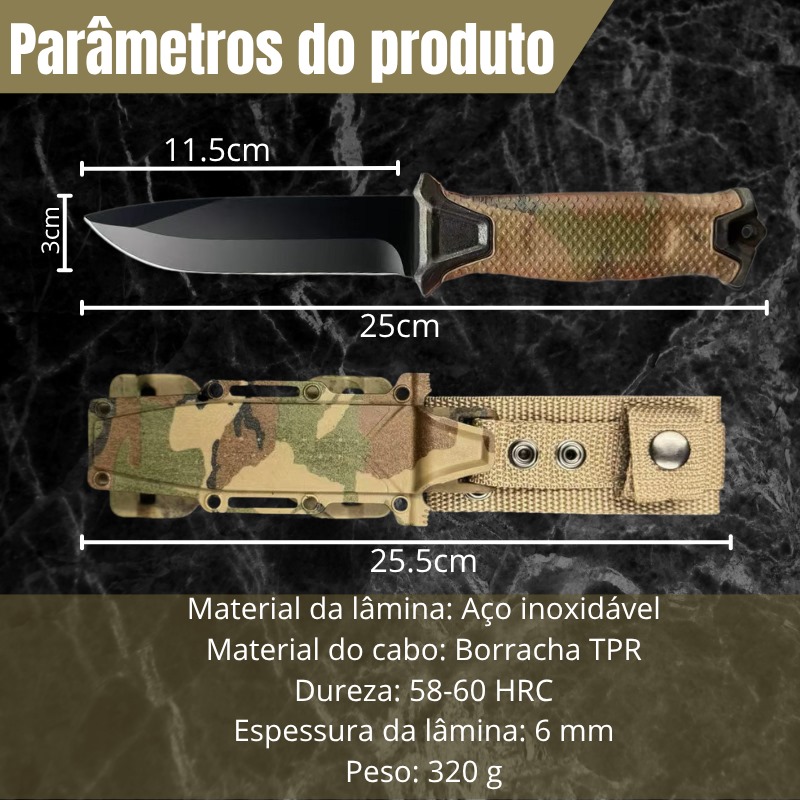 Faca Tática Militar Camuflada - 6mm de Espessura + Bainha Modular CJ-202 - Imagem 7