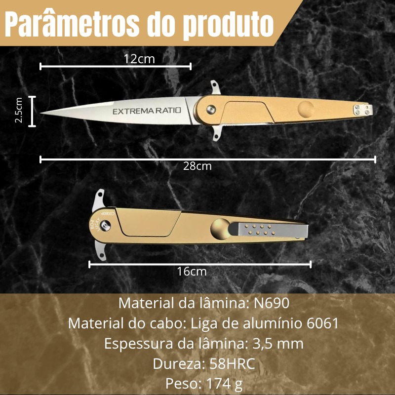 Canivete Stiletto - Aço N690 + Alumínio Aeroespacial CJ-205 - Imagem 12