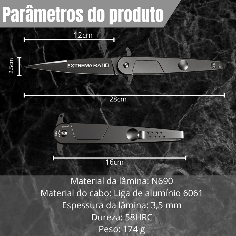 Canivete Stiletto - Aço N690 + Alumínio Aeroespacial CJ-205 - Imagem 5