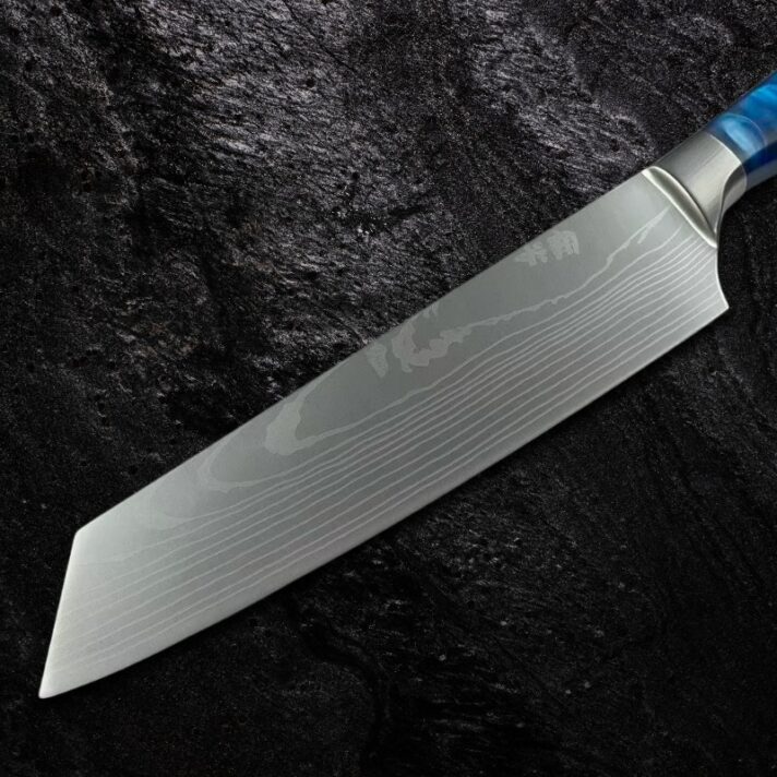 Faca Chef Padrão Damasco 8" (19,5 cm) - Aço Inox 56 HRC Cabo Resina Azul CJ-231 - Imagem 6