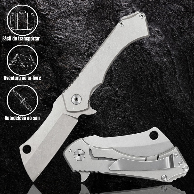 Canivete Tático Dobrável CJBladeMaster CJ-255 — Lâmina Aço D2 Cleaver 4mm | Cabo Inox