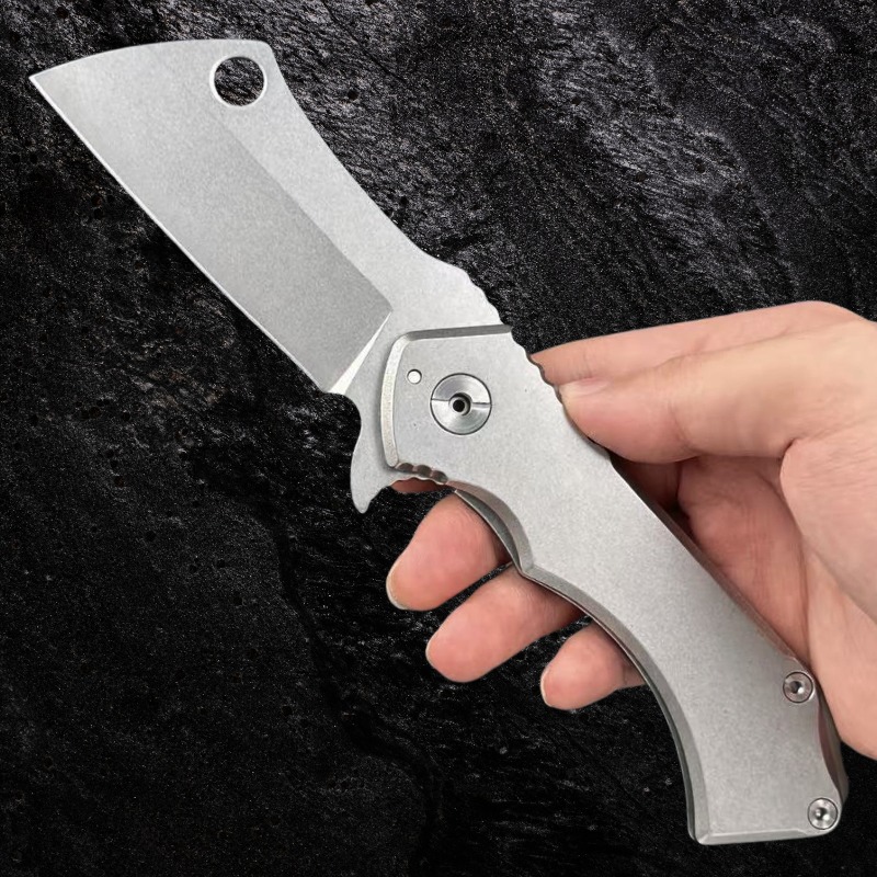 Canivete Tático Dobrável CJBladeMaster CJ-255 — Lâmina Aço D2 Cleaver 4mm | Cabo Inox - Imagem 3