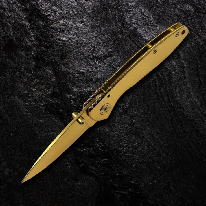 Canivete Tático Dourado Premium - 100% Metal + Abertura Assistida CJ-76 - Imagem 4
