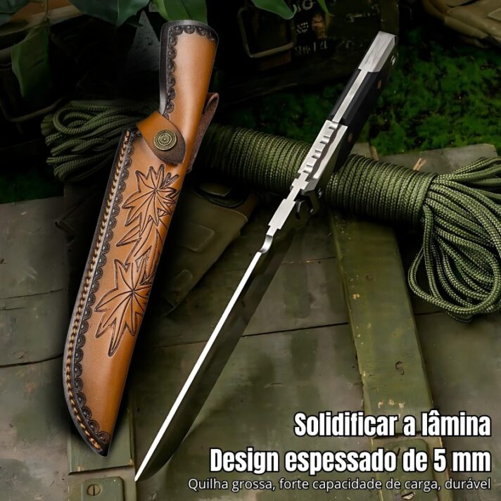 Faca Tática Caç M390 - Aço Premium 60 HRC - Cabo G10 + Bainha de Couro GD-A14 - Imagem 2