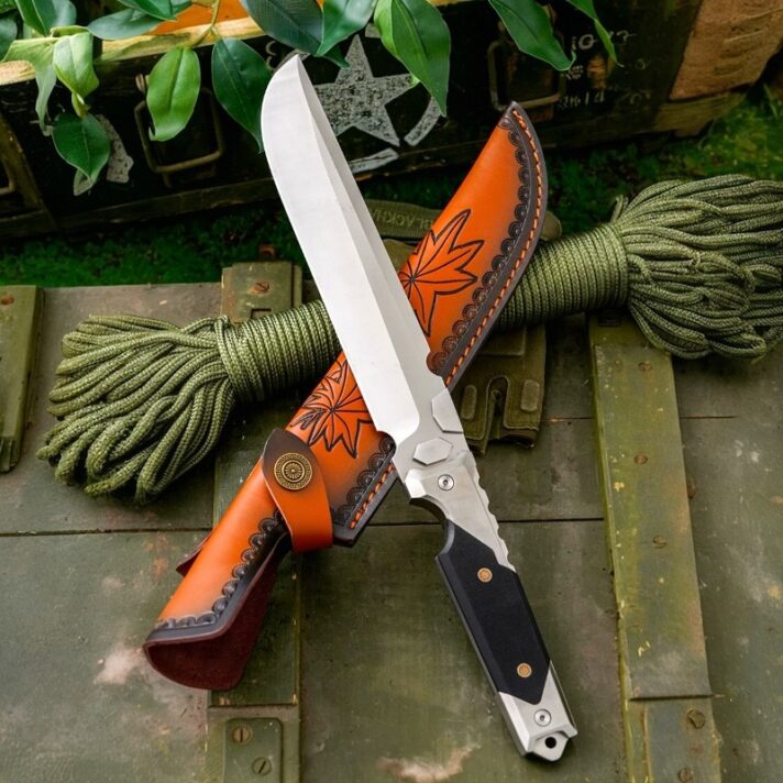 Faca Tática Caç M390 - Aço Premium 60 HRC - Cabo G10 + Bainha de Couro GD-A14 - Imagem 3