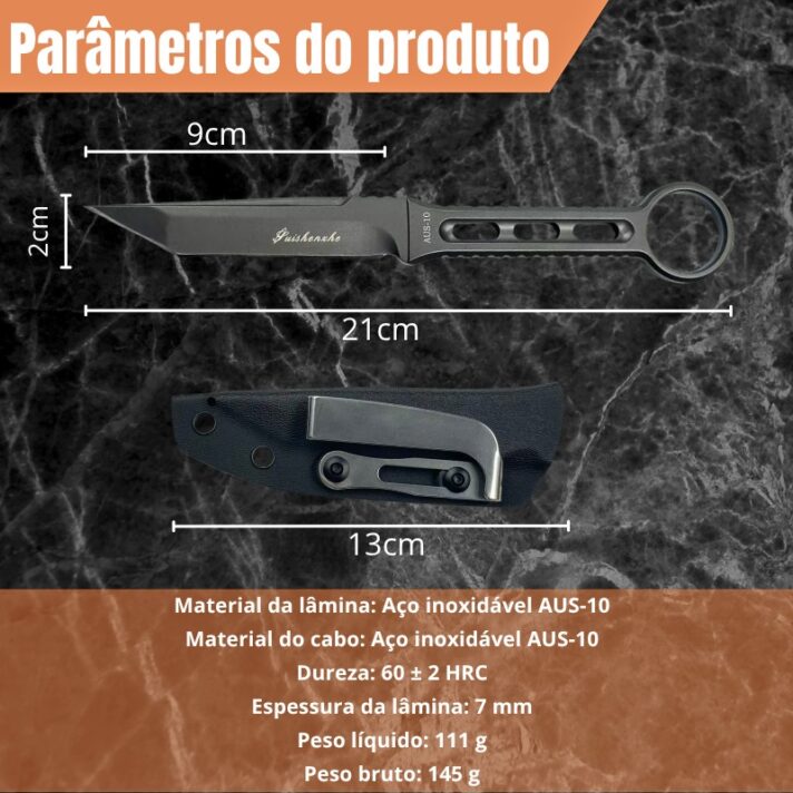 Faca Tática Full Tang Skeleton GD-B2 | Aço AUS-10 Japonês - Imagem 5