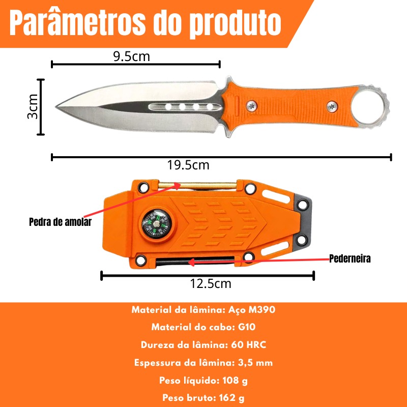 Faca Tática Bushcraft YX24 | Kit Sobrevivência Completo - Imagem 12