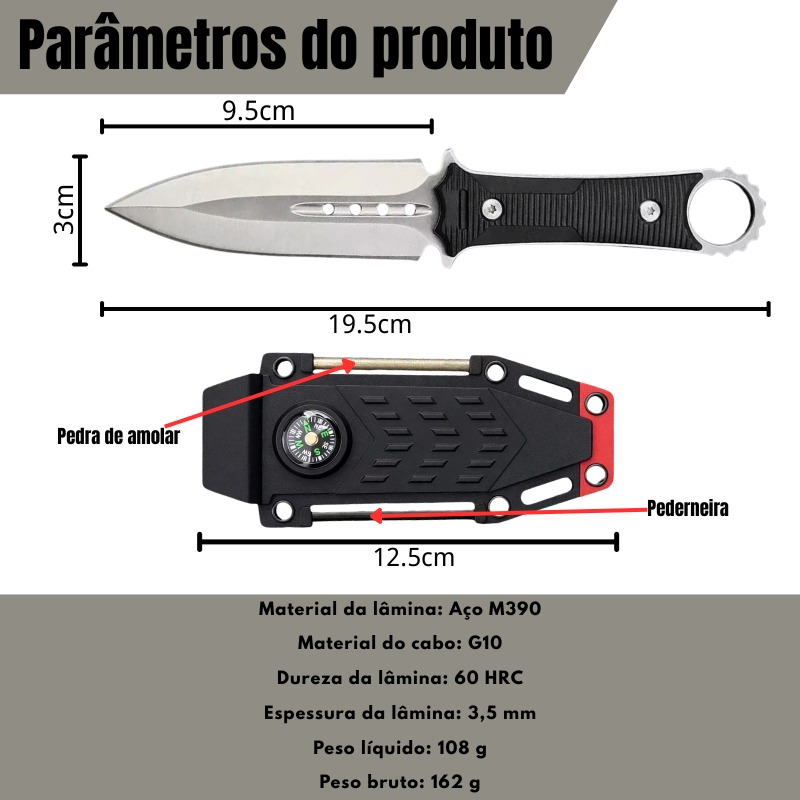 Faca Tática Bushcraft YX24 | Kit Sobrevivência Completo - Imagem 5