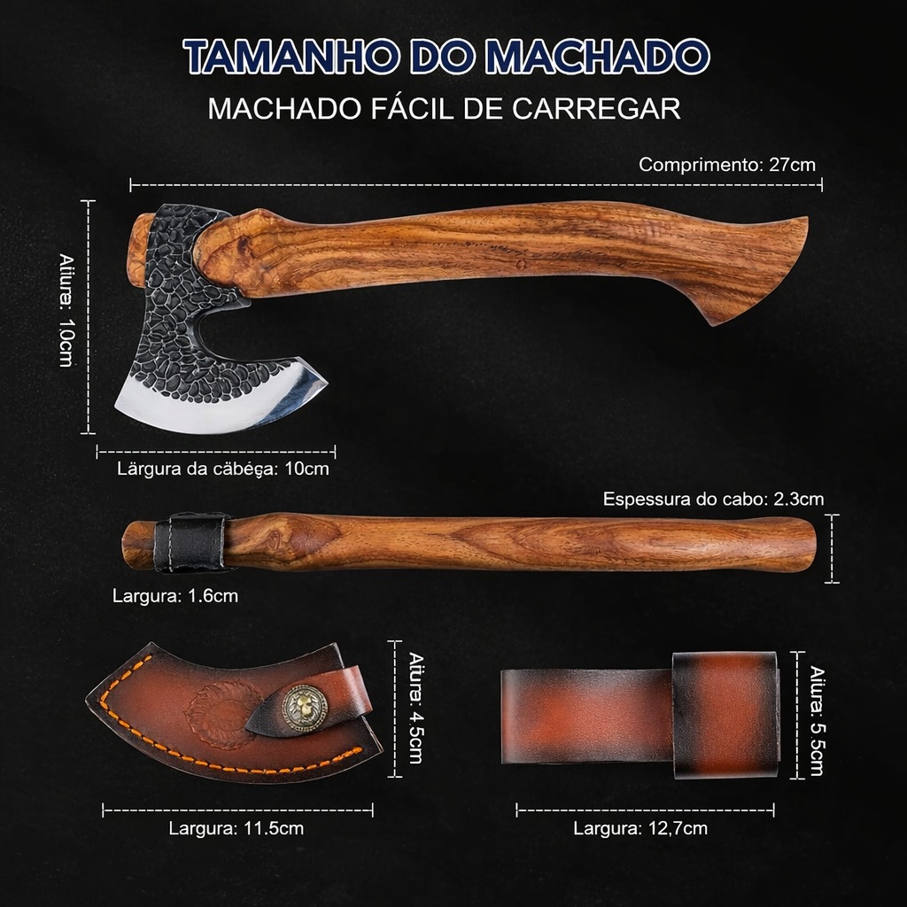 Machado Tático de Camping - Aço Carbono Forjado FT112 - Imagem 4