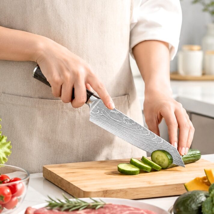 Faca Santoku Premium - Cabo Sândalo Preto A002 - Imagem 7
