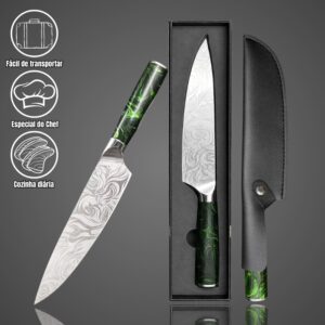 Faca Chef Floral - Cabo Resina Verde A012